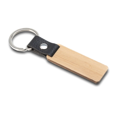 
                                            Bamboo keyring with phone stand, beige
                                            