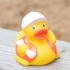 Squeaky duck construction worker