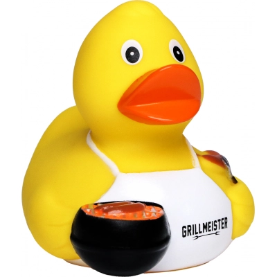
                                            Squeaky duck bbq with slogan
                                            
