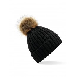 Fur Pom Pom Chunky Beanie