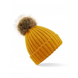 Fur Pom Pom Chunky Beanie