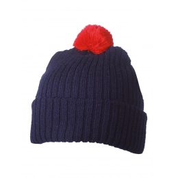 Knitted Cap with Pompon