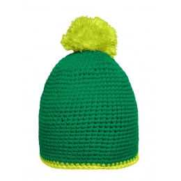Pompon Hat with Contrast Stripe
