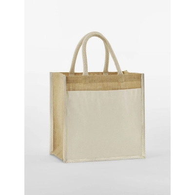 
                                                Cotton Pocket Natural Starched Jute Midi Tote
                                                