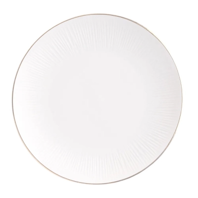 
                                            Тарелка для ужина Alessia Gold Line NBC диаметром 25 см из кремового фарфора.
                                            