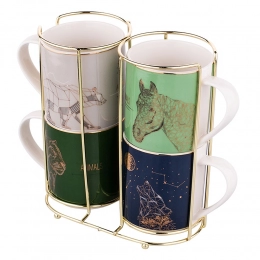 Wild Nature straight mugs NBC 300 ml 4 pcs. gold stand, dec. Animals