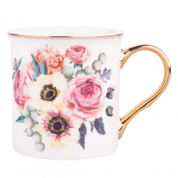 Anemon straight mug with gold handle 250 ml NBC white