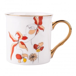 Art straight mug with gold handle NBC 250 ml dec. B