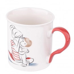 Mug with red handle NBC 250 ml dec. B