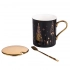 Mug 240 ml NBC with lid and spoon black dec. Gold tree gift box Mug 240 ml NBC with lid and spoon black dec. Gold tree gift box