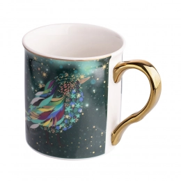 Mystery straight mug with gold handle NBC 250 ml dec. bird BZ