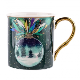 Mystery straight mug with gold handle NBC 250 ml dec. bauble BZ