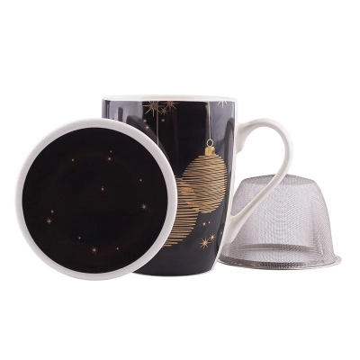 
                                            Golden Christmas mug NBC 300 ml with filter and lid black in PVC sleeve
                                            