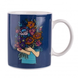 Straight mug NBC 300 ml dec. Flowers navy