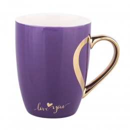 Heart Reflection barrel mug with gold handle NBC 300 ml purple