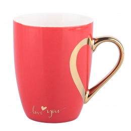 Heart Reflection barrel mug with gold handle NBC 300 ml pink