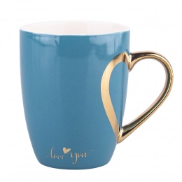 Heart Reflection barrel mug with gold handle NBC 300 ml blue
