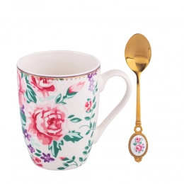 Charlotta mug NBC 300 ml with spoon with porcelain element light in gift box