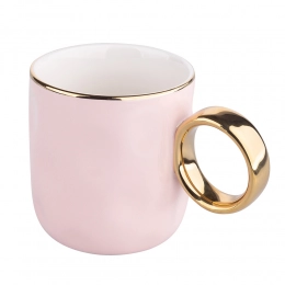 Embossed mug with golden handle NBC 300 ml pale pink