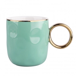 Embossed mug with golden handle NBC 300 ml mint