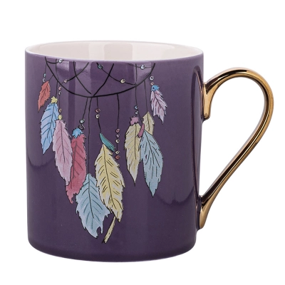 
                                            Exotic straight mug with gold handle NBC 300 ml dec. purple feathers
                                            