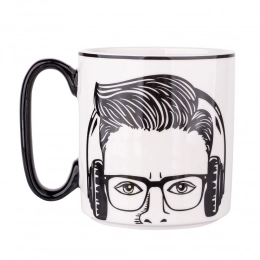 Hipster straight mug with black handle NBC 350 ml dec. I color box