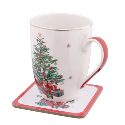 
                                            Christmas Tree barrel mug NBC 300 ml with coaster in color box
                                            