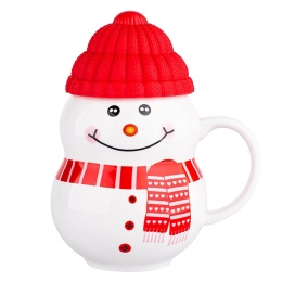 Winter mug NBC 350 ml with silicone Snowman  lid dec. A in sleeve