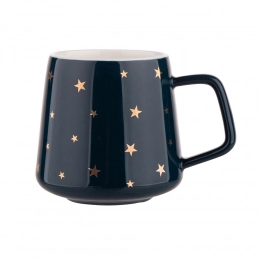 Mug NBC 370 ml with golden stars, navy blue