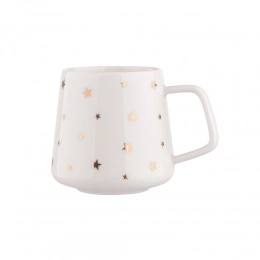 Mug NBC 370 ml with golden stars, white