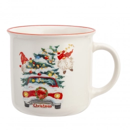 Straight mug with rolled rim NBC 390 ml dec. Christmas car