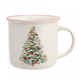 Straight mug with rolled rim NBC 390 ml dec. Christmas tree