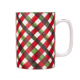 Classical Christmas straight mug NBC 380 ml dec. Checkered
