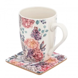 Lilac blossom barrel mug 320 ml NBC with coaster color box
