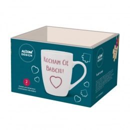 Barrel mug NBC 340 ml with wooden key chain dec. Kocham Ciê babciu