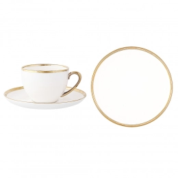 Paradise set of cup 200 ml, saucer 15,5 cm and dessert plate 15 cm NBC, gift box with PVC lid