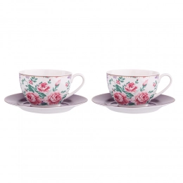 Charlotta set of 2 cups 200 ml and saucers 15 cm NBC in PVC gift box
