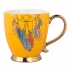 Exotic jumbo cup on foot with gold handle NBC 400 ml dec. Feathers yellow Exotic jumbo cup on foot with gold handle NBC 400 ml dec. Feathers yellow