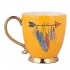 Exotic jumbo cup on foot with gold handle NBC 400 ml dec. Feathers yellow Exotic jumbo cup on foot with gold handle NBC 400 ml dec. Feathers yellow