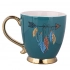 Exotic jumbo cup on foot with gold handle NBC 400 ml dec. Feathers blue Exotic jumbo cup on foot with gold handle NBC 400 ml dec. Feathers blue