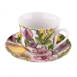 Lemon jumbo cup 400 ml and saucer NBC in PVC sleeve