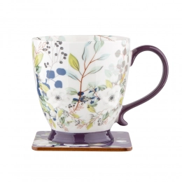 Inez jumbo cup on foot NBC 400 ml with coaster dec. A gift box