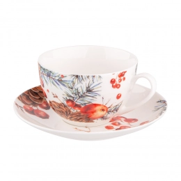 Cranberry cup and saucer NBC 200 ml in sleeve
