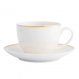 Bella gold line cup 270 ml with saucer 15 cm cream porcelain