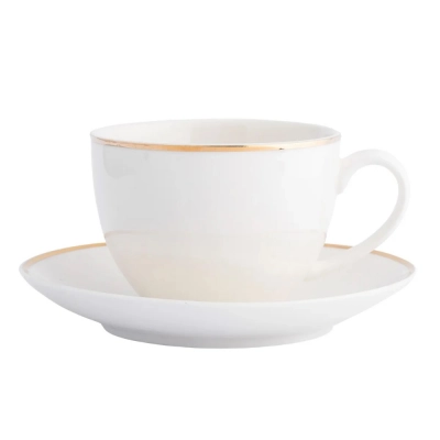 
                                            Чашка Bella Gold Line объемом 270 мл с блюдцем диаметром 15 см, кремовая фарфоровая.
                                            