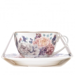 Чашка лиловая 260 мл с блюдцем 15 см NBC в оболочке