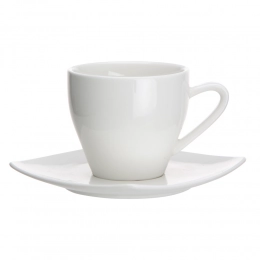 Regular 200 ml cup with saucer, undecorated, cream porcelain, packaged with PVC band