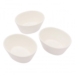 REGULAR set of 3 dip oval  bowls 10 cm cream porcelain