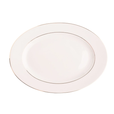 
                                            MariaPaula Ecru Nova gold line oval plate 31cm
                                            