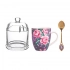 Charlotta gift set NBC mug 300 ml purple with a spoon and a glass container Charlotta gift set NBC mug 300 ml purple with a spoon and a glass container